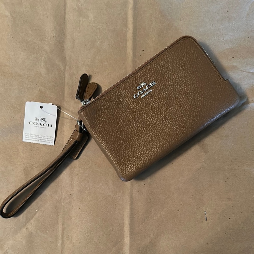 Coach Tan Leather Wristlet - Picture 2 of 5